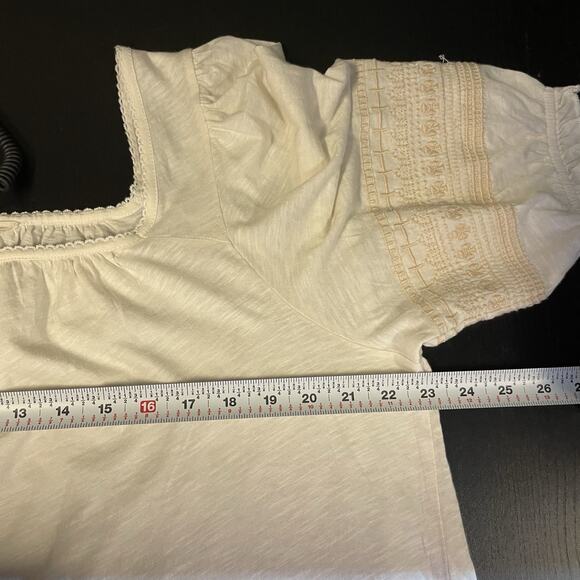 Lucky Brand Top Womens XL Embroidered Shirt Square Neck Boho Western Cottagecore - Picture 6 of 8